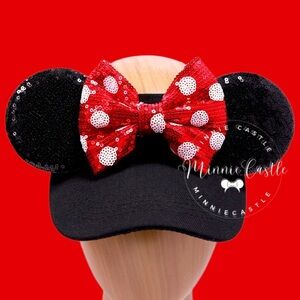 Black and Red Minnie Mouse Ears Visor